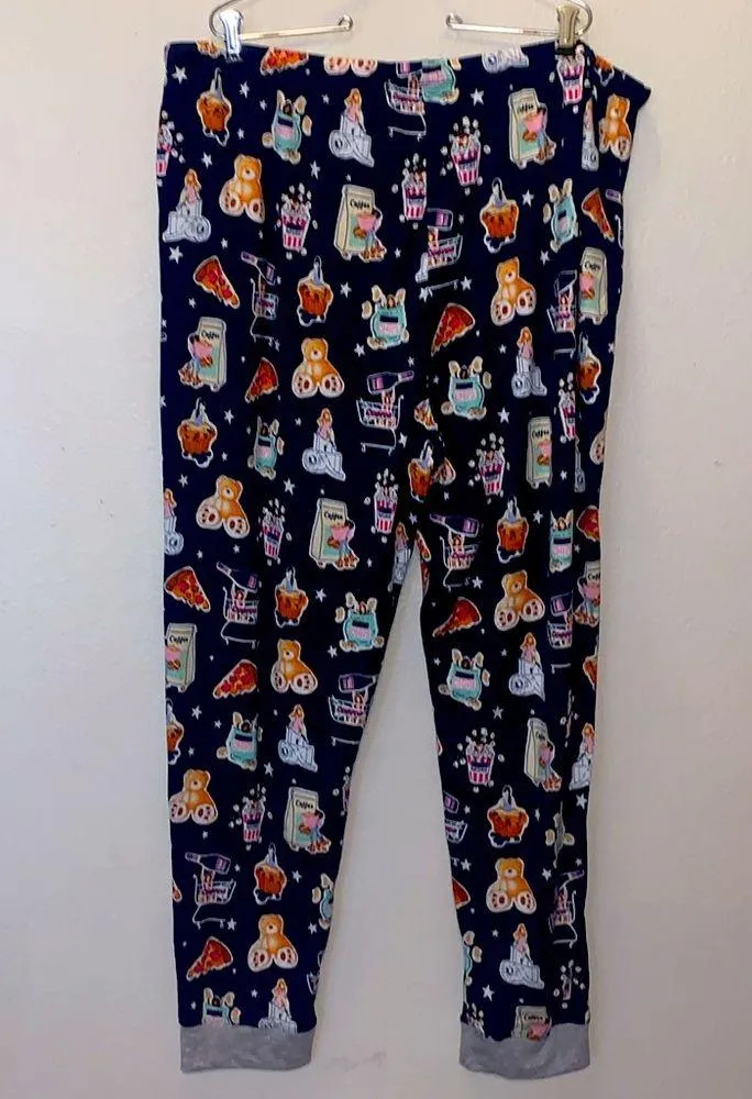 Jane and Bleeker Bear Pizza Popcorn Chips jogger style super comfy pajama pants - Image 7