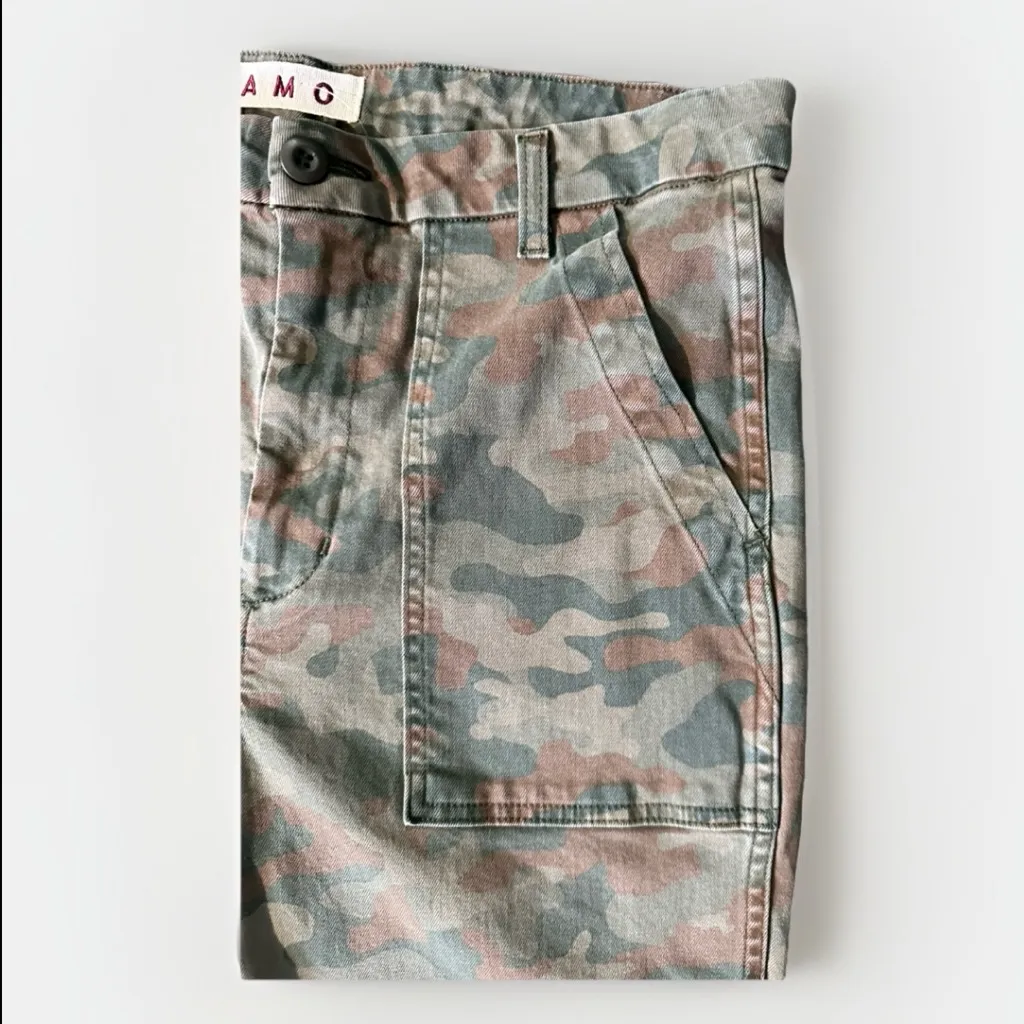 AMO Easy Army Trouser Leaf Camo Women’s 29 utility Raw Hem Cropped Pants Green - Image 7