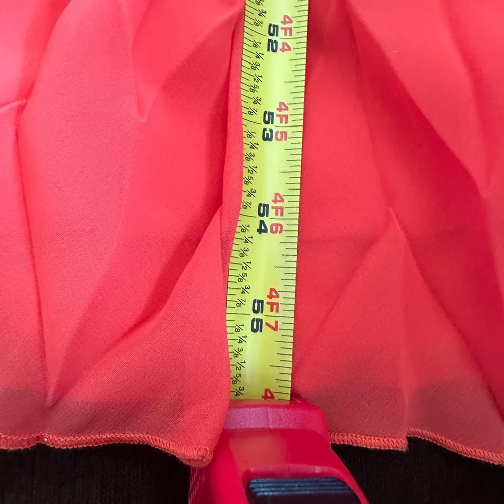 Bisou Bisou Beautiful Red Orange Maxi Dress Pleated Sheer Bottom Sz. 14 … - Image 16