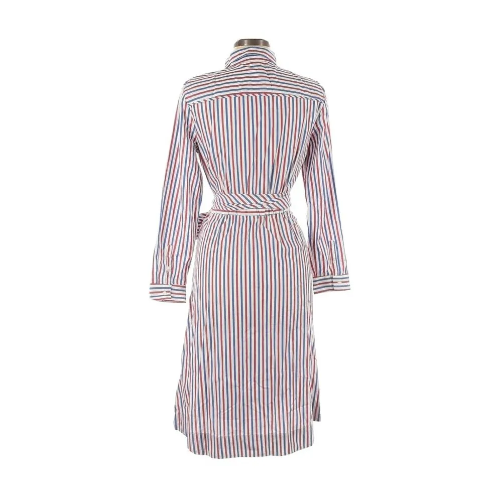 NWT J.Crew Tie Waist Shirt Dress in Red Blue Stripe Button Down Shirt Dress 2 - Image 2