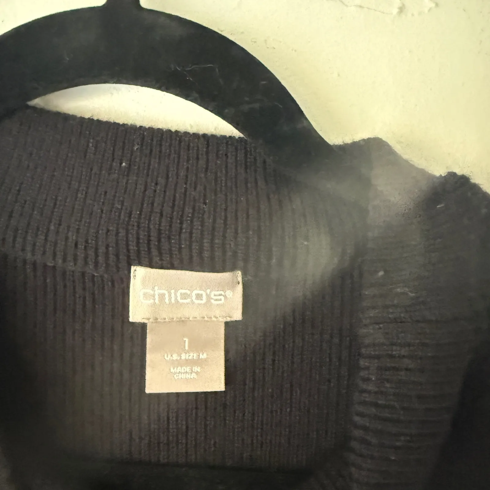 Chicos Black Knit Tie Waist Mock Neck Long Sleeve Sweater Top Women Size 1 M‎ - Image 4