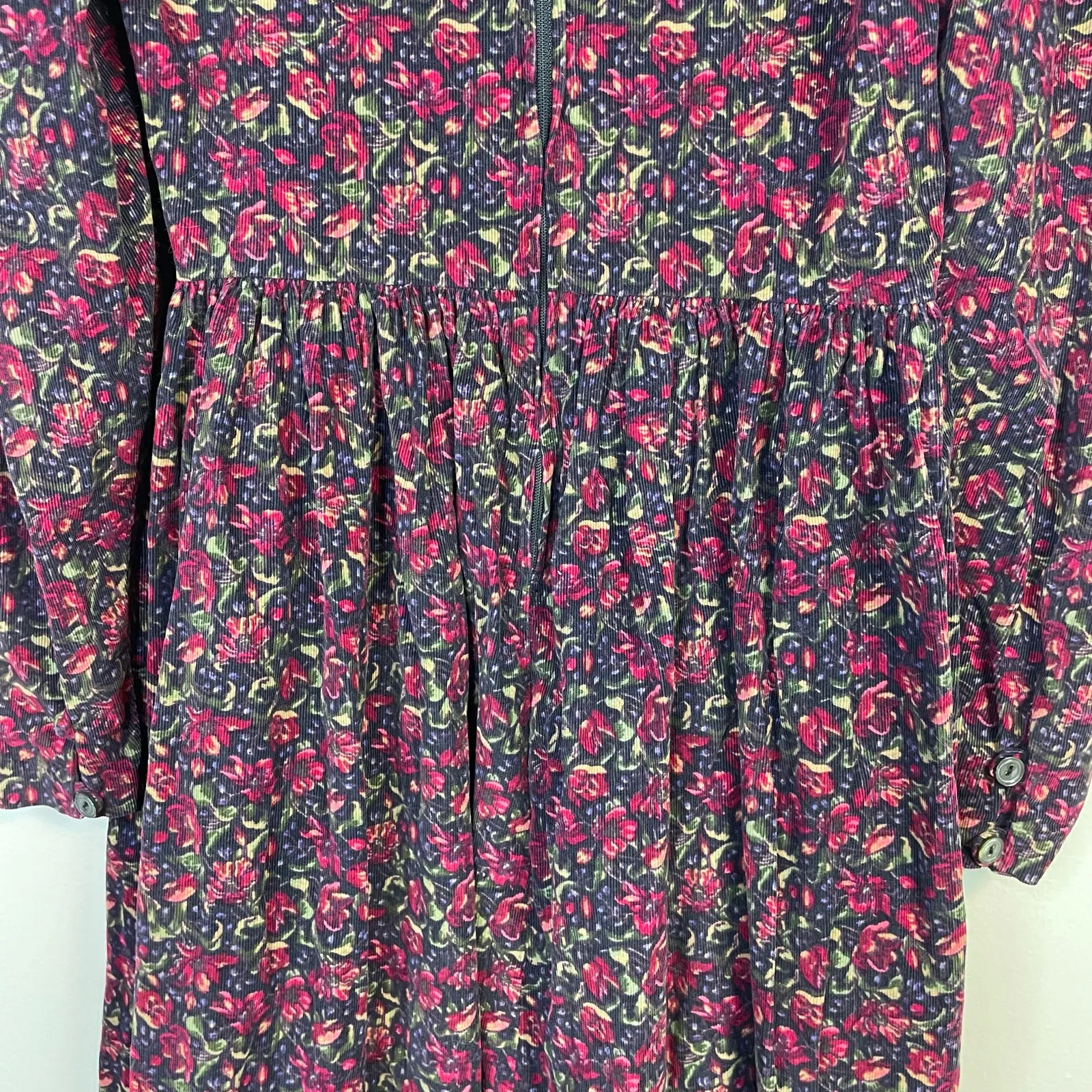 Vintage Laura Ashley Floral Corduroy Long Sleeve Dress Prairie Cottage womens 8 - Image 6