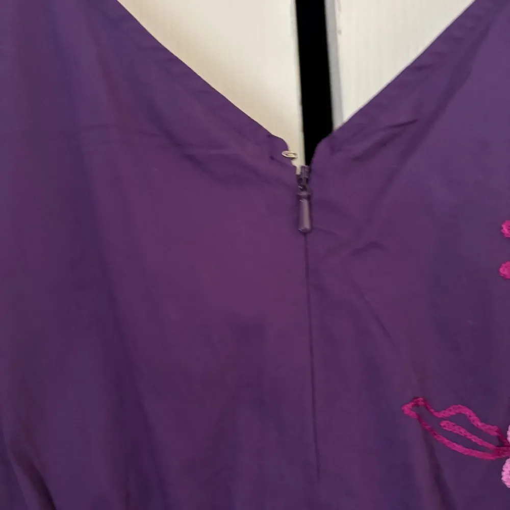 eShakti Purple Dress with Pink floral embroidery - Image 12