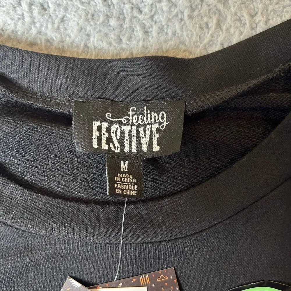 Halloween‎ Top Womens M Black Glow In The Dark Hunted House Feeling Festive NEW Size M - Image 3