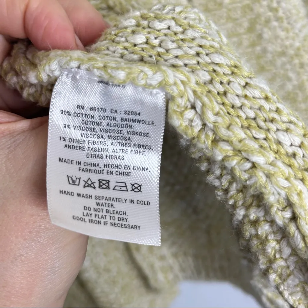 Anthropologie Rosie Neira Open Knit Cardigan Sweater M/L Long Yellow/Green Boho - Image 11