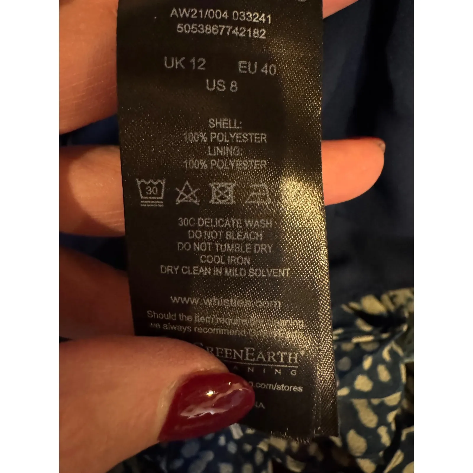 Whistles Dress Women 8 Blue Green Esme Leopard Print Asymmetric Hem Midi Preppy - Image 14