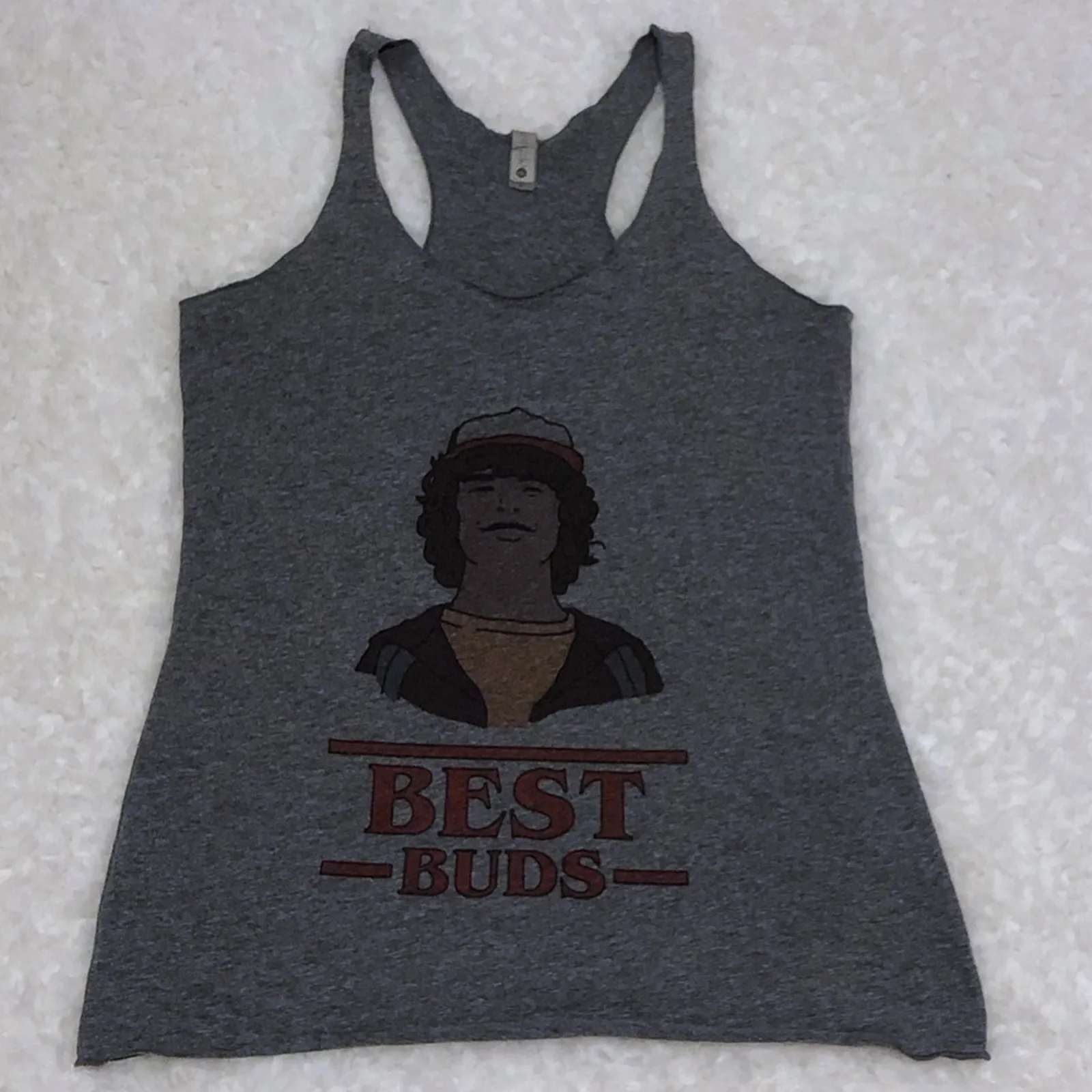 Stranger Things Best Buds Dustin Racerback Tank Friendship Tee Netflix TV Med - Image 2