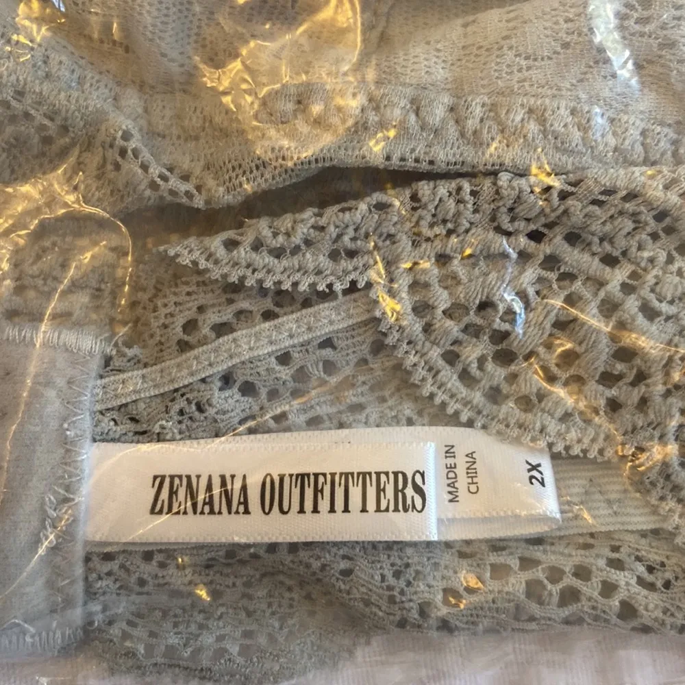 NEW!  Lace Halter Bra Bralette Plus 2X Gray Mist - Image 7