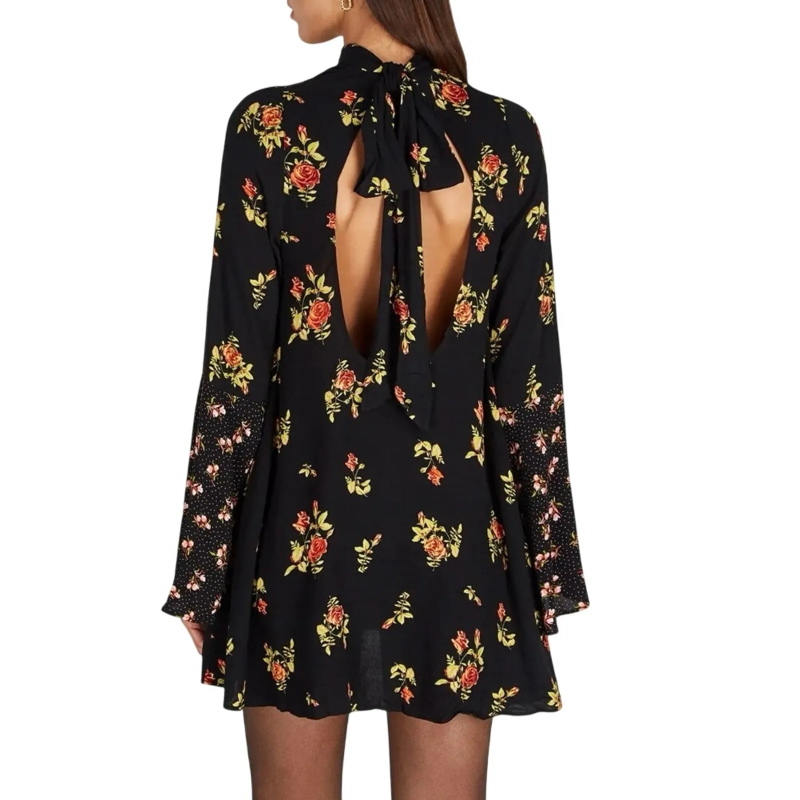 FREE PEOPLE Tate Tunic Rose Print Mini Dress Size Medium New with Tag MSRP $128 - Image 5