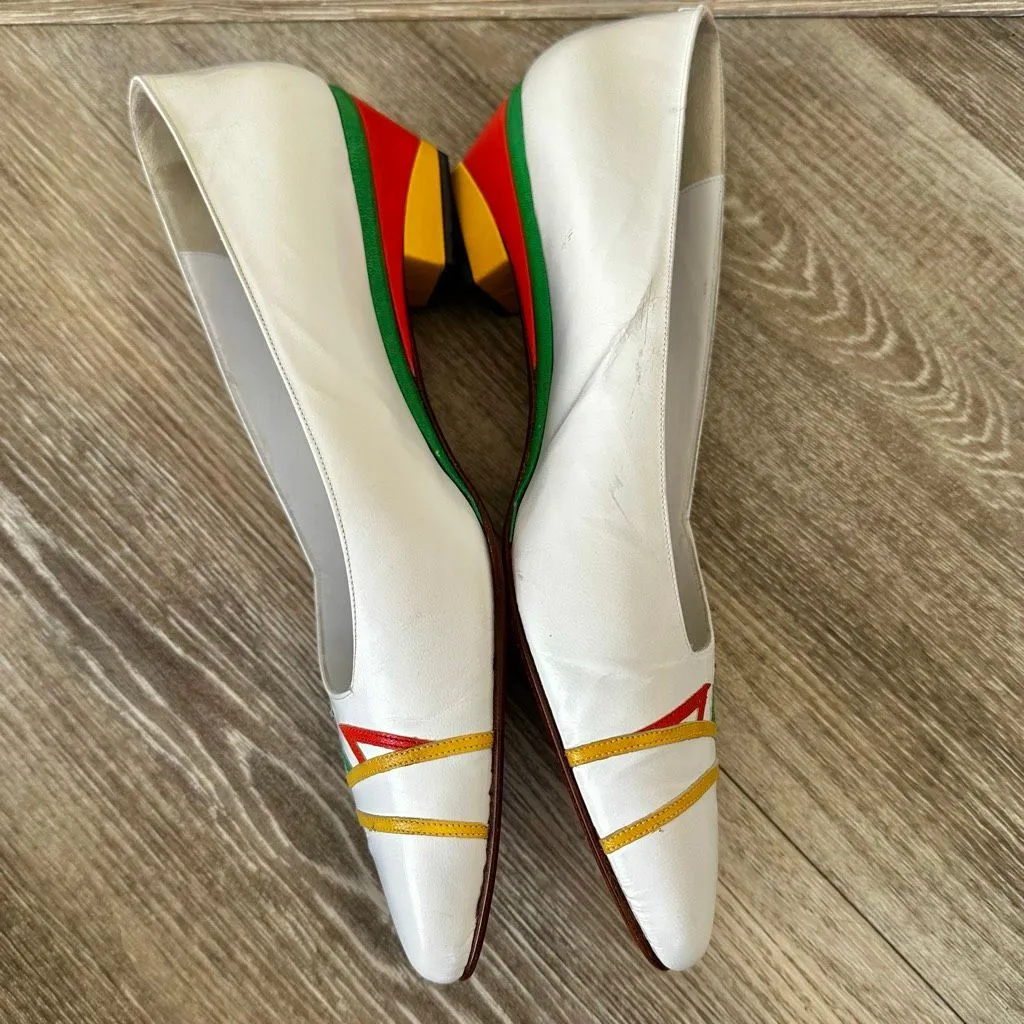 Bally Italy Colorblock Leather Pumps – Size 11N Vero Cuoio Multicolor Geometric - Image 2