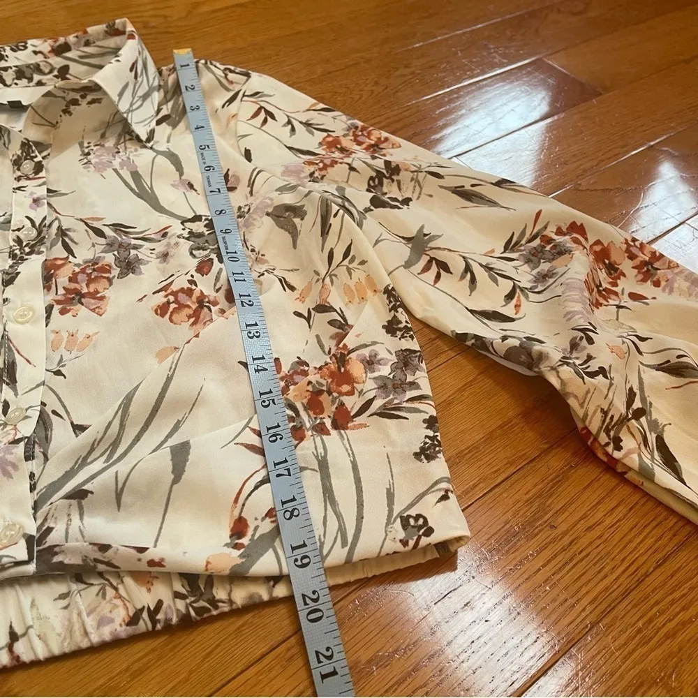 Anthropologie Drew Cream Floral Women’s Blouse Top Shirt long sleeve Size M - Image 8