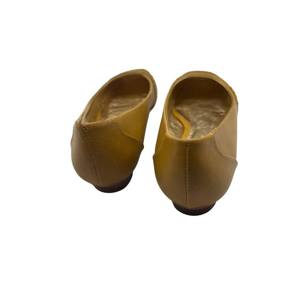 Avenue Size 9W Ruffled Top Design Mustard Yellow Ballet Flats By Avenue Gold - Image 5