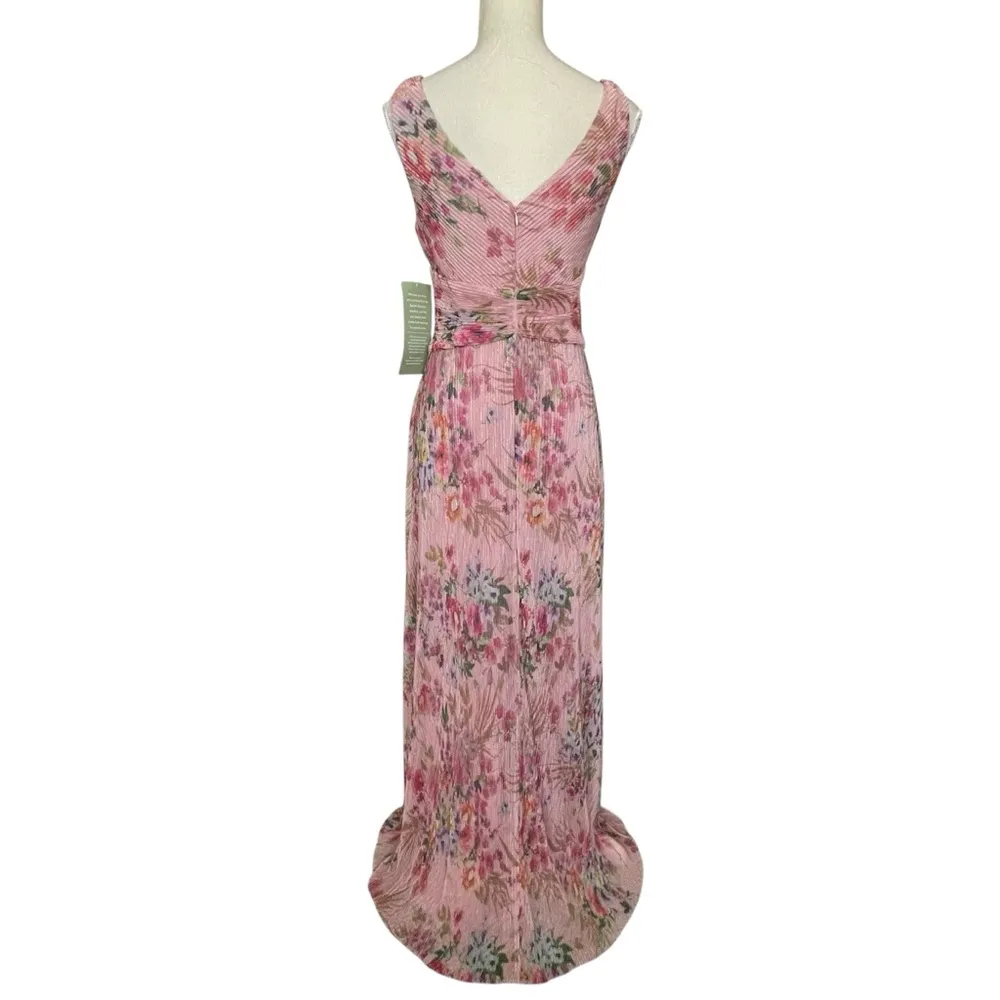 R & M Richards Sleeveless Floral Evening Gown Dress Women’s Size 6 Peach Coral - Image 7