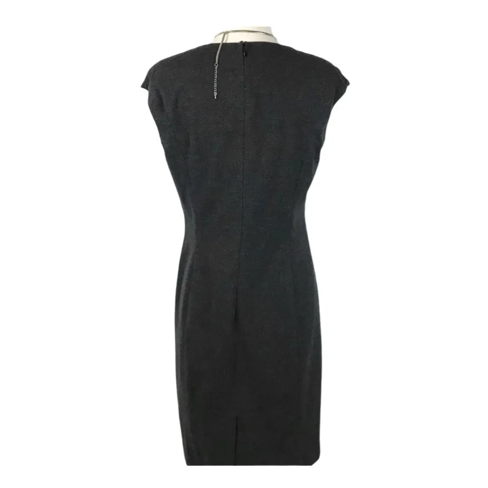 CLASSIQUES ENTIER ATELIER Sheath Dress Square Neck Charcoal Gray Back Zipper 8 - Image 4