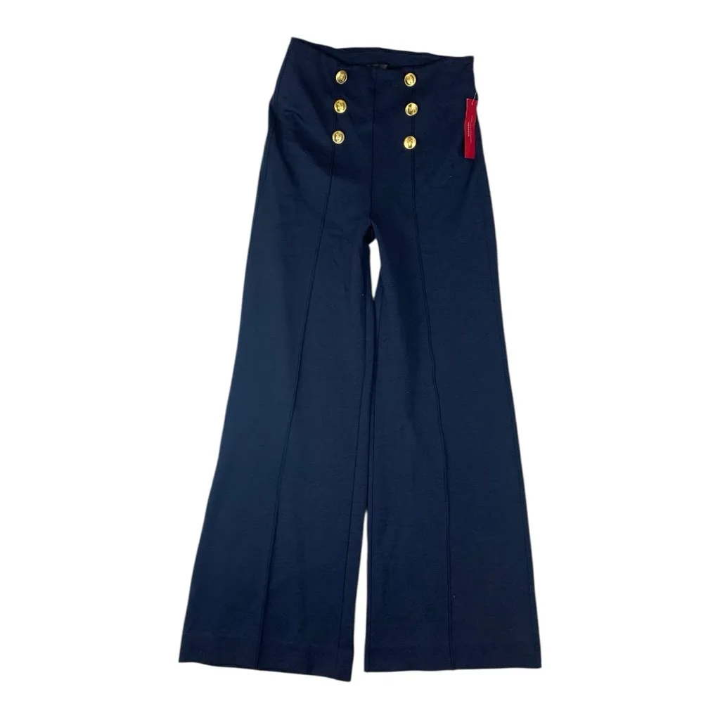 Carbon 38 size medium Navy sailor Pants high rise Gold Buttons business casual Blue - Image 10