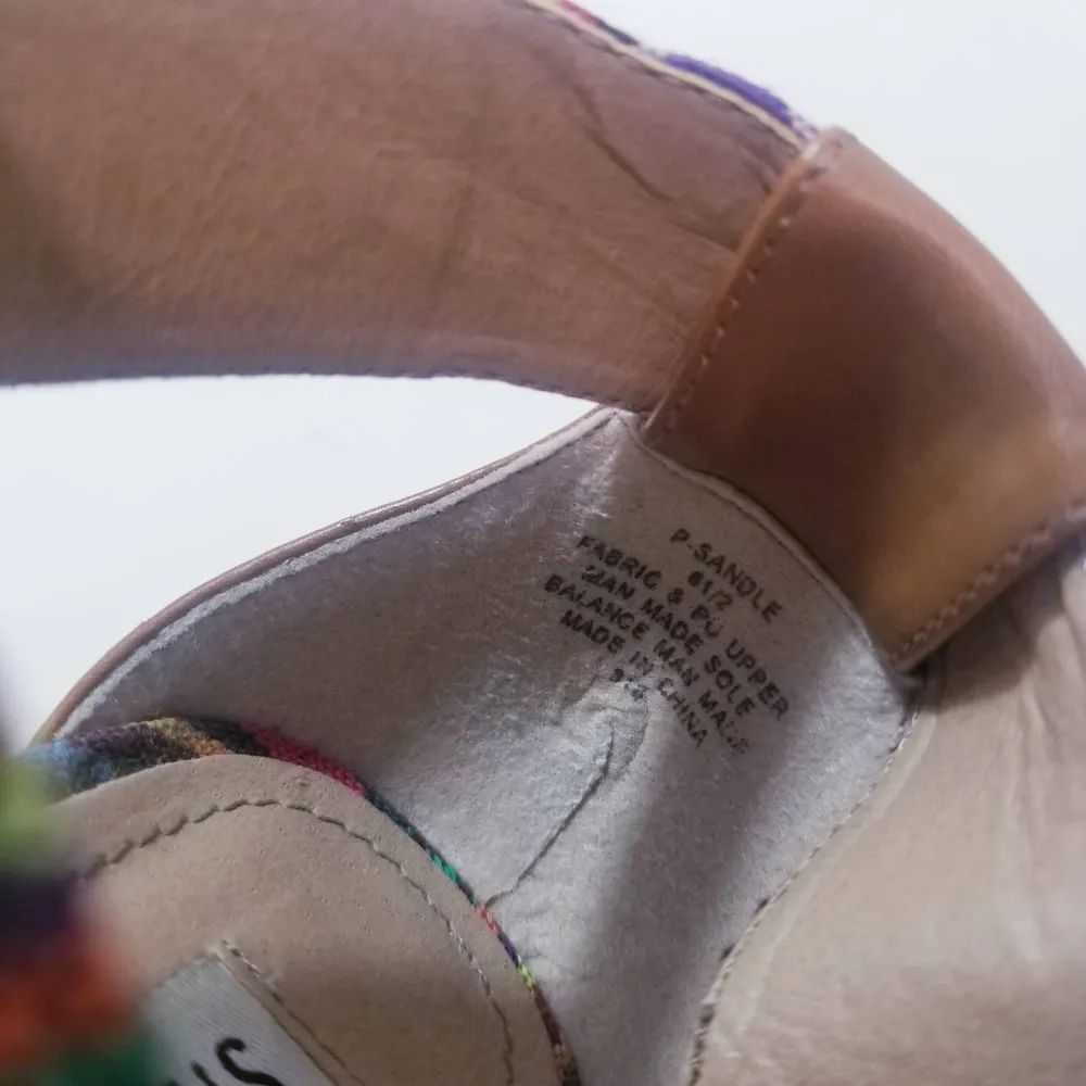 Steve Madden Multicolor Tribal Print Criss Cross Wedge Sandals - Image 9