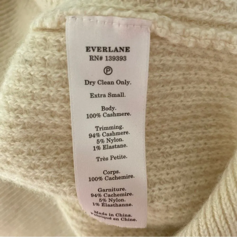Everlane The Cashmere Waffle Square Turtleneck Sweater Cream Ivory size XS - Image 7