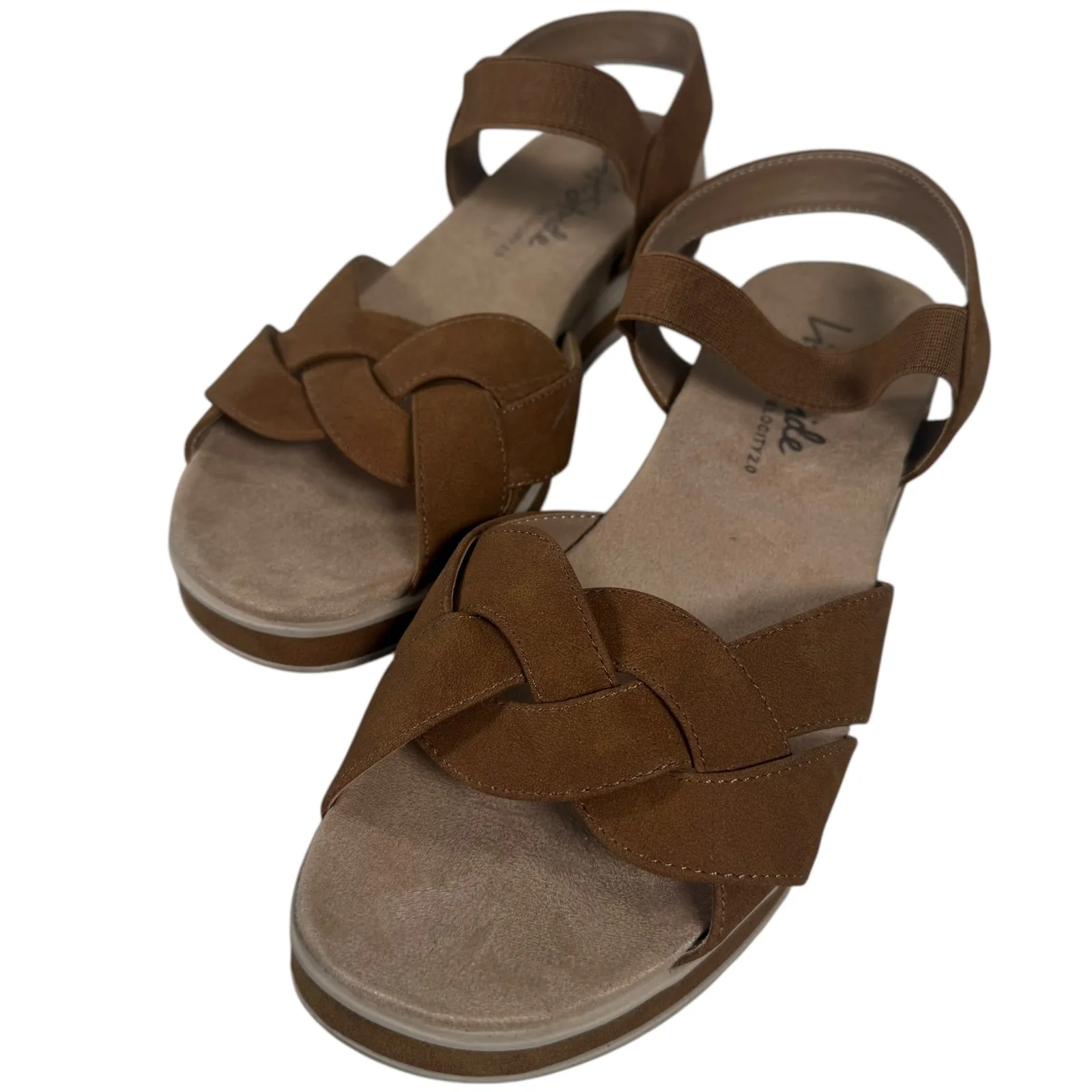 LifeStride Women's Zuri Tan Braided Elastic Platform Comfort Sandals Size 9.5M Brown - Image 8