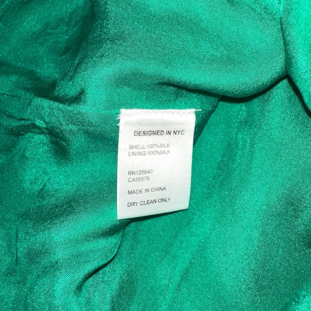INTERMIX Ashley Emerald Green Silk Satin Long Sleeve Blouse 0 - Image 6