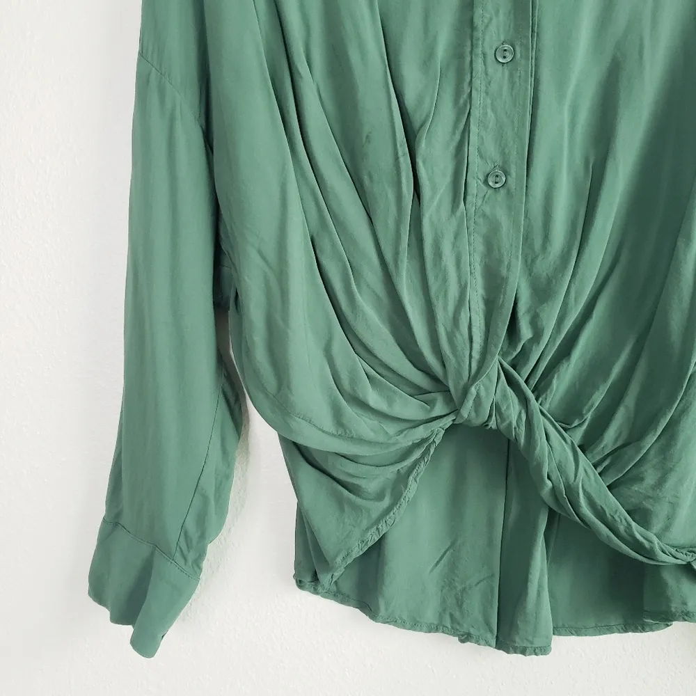 Young Fabulous & Broke Wrap Button Down Front Lomg Sleeve Blouse - Image 2