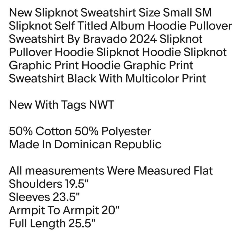 New Slipknot Sweatshirt Size Small SM Slipknot Self Titled Album Hoodie Pullover Sweatshirt By  Unisex - Image 2