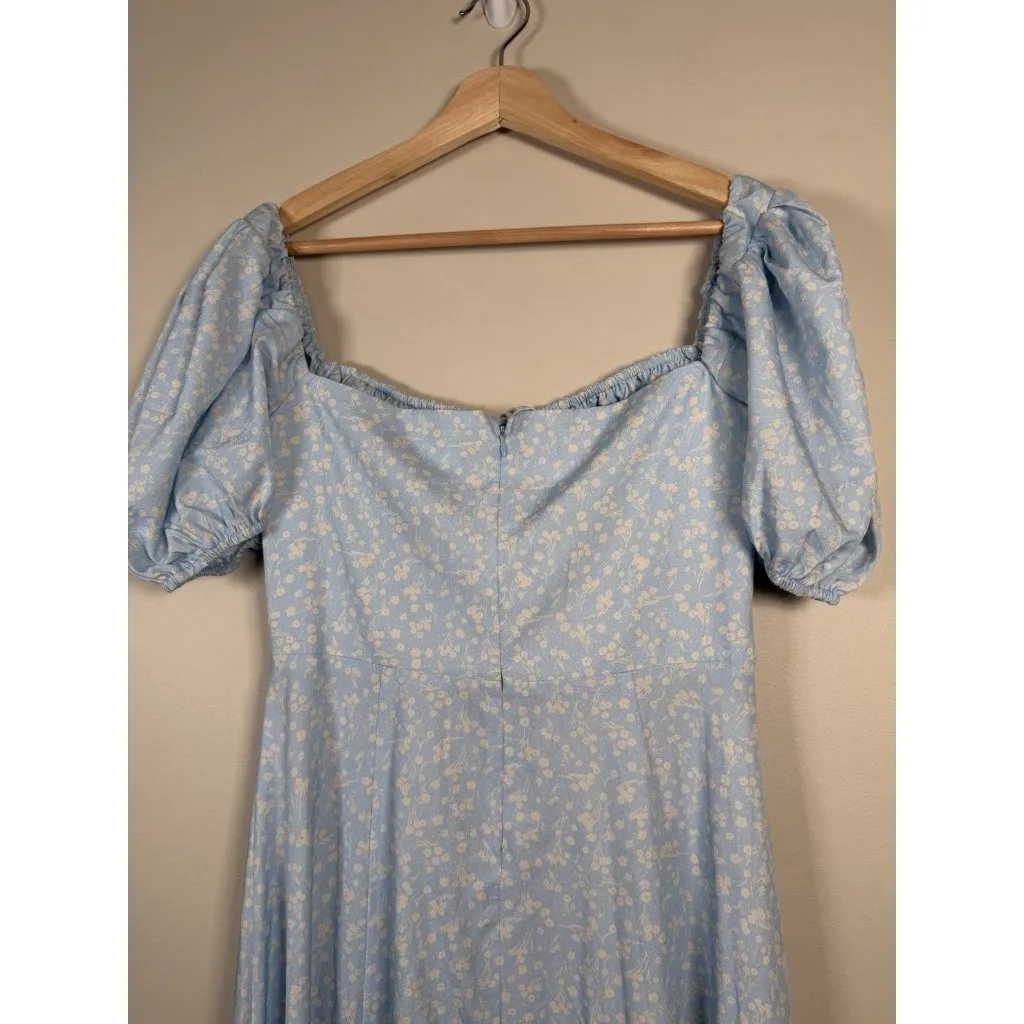 Milkmaid‎ Dress Tallulah Blue White Floral Midi Sz M Cottagecore Peasant Kutumai Size M - Image 5