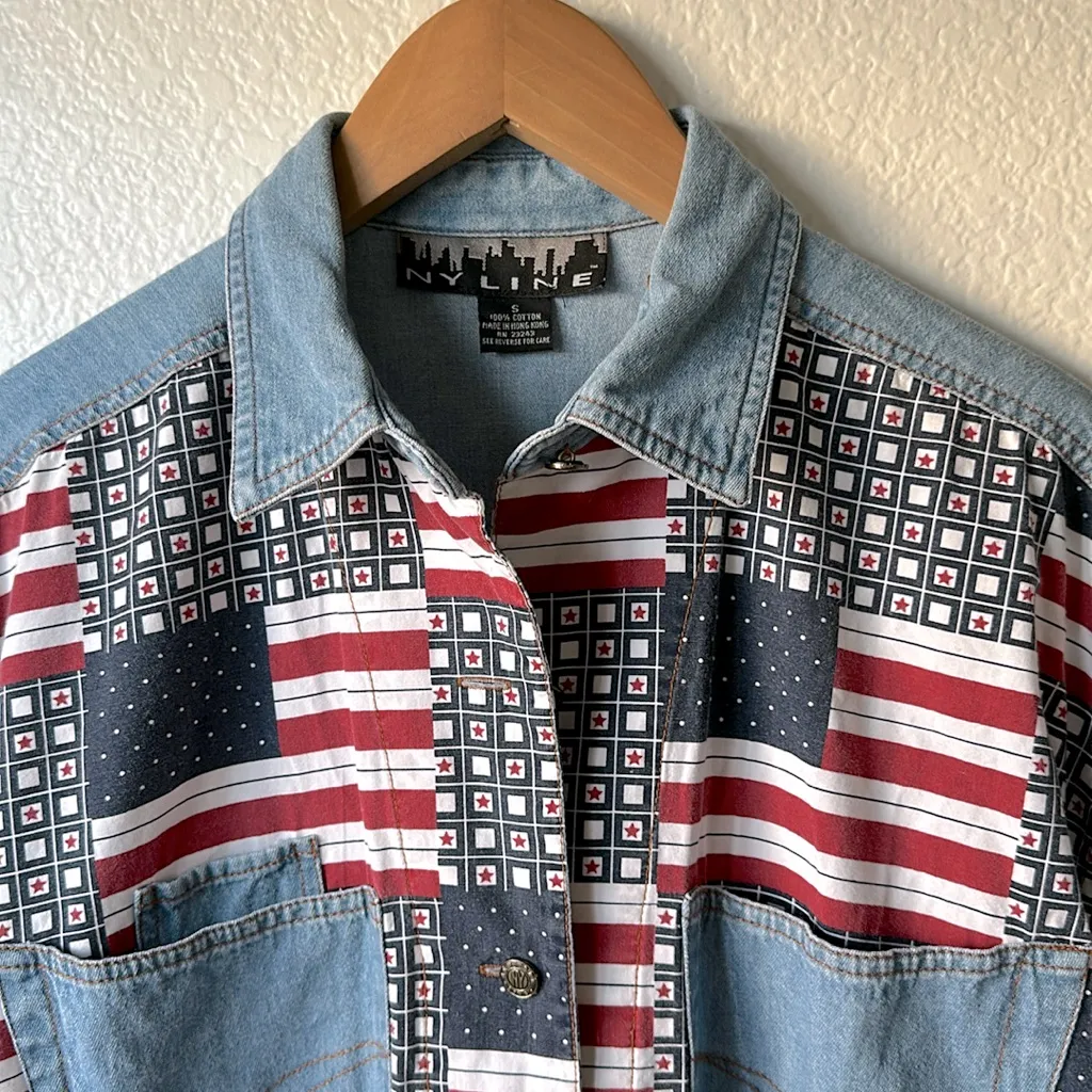 NY LINE Denim Shirt 100% cotton Red - Image 2