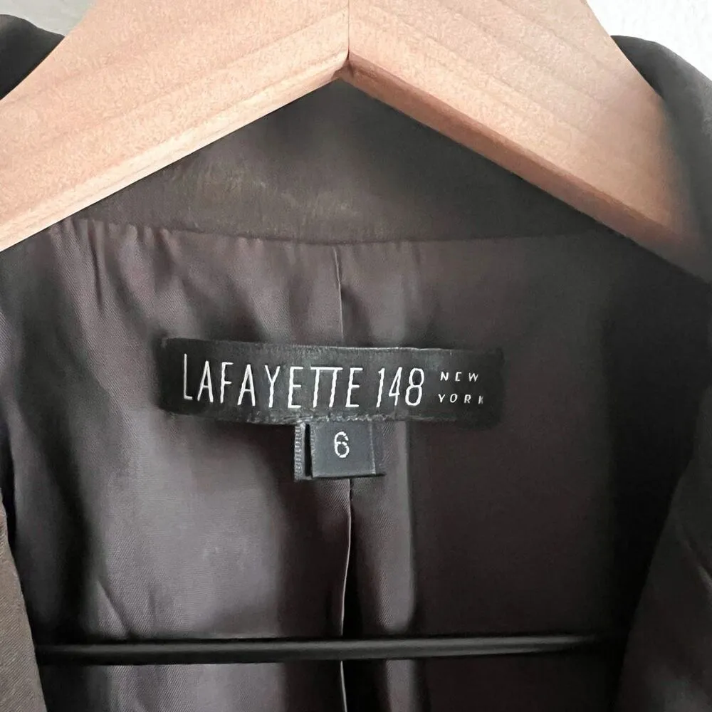 Lafayette 148 Wool Button Down Blazer Size 6 Brown - Image 7
