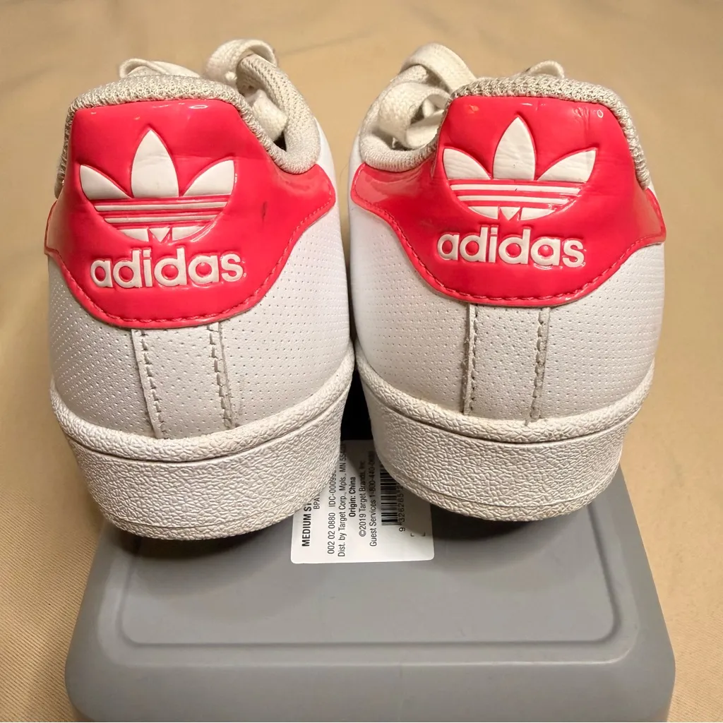 Adidas White and Pink Superstars - Image 5