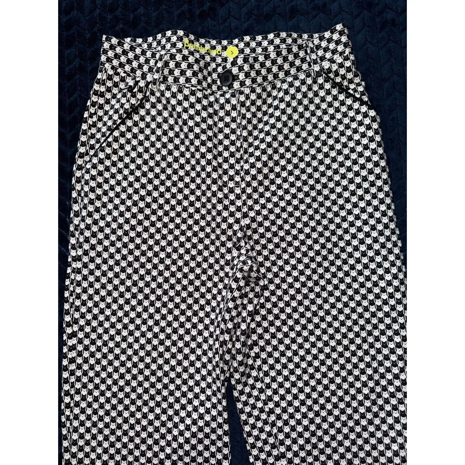 Betabrand Women's Yoga Dress Pants Black White Cat Check Stretch‎ Pull On Sz S - Image 2