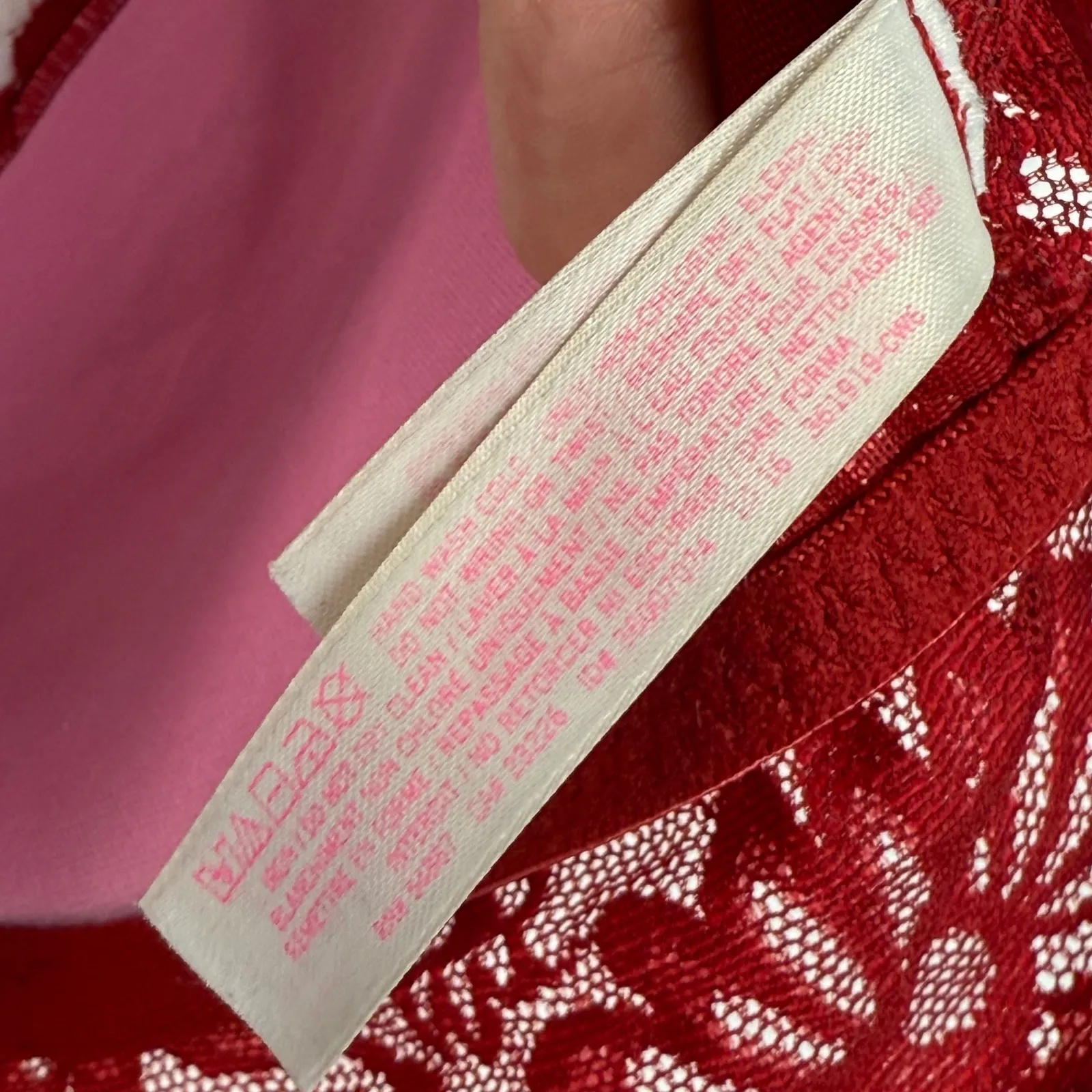 Victoria's Secret PINK XS Red Lace Padded Bralette Criss Cross Back - Image 6