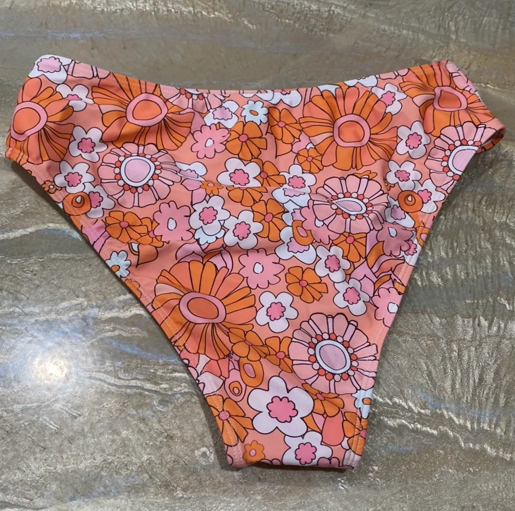 Swim Summer Beach Floral Print Knot Back Underwire Bikini Set Size Medium Multi - Image 8