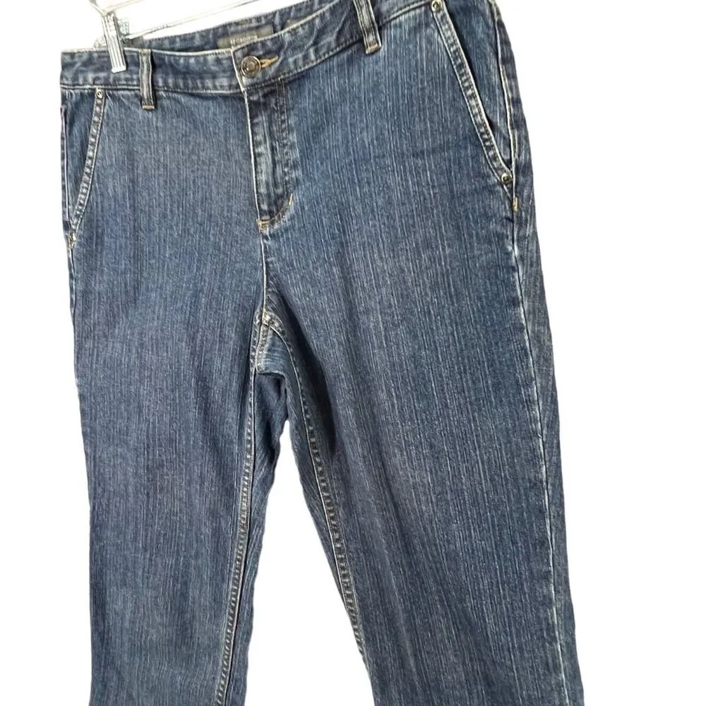 Liz Claiborne Jeans Women 8 Blue Cuffed Crop Mid Rise Straight Fit Denim Coastal - Image 2