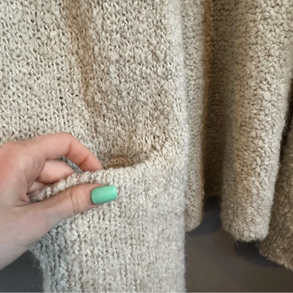 Aerie Cream Partial Wool & Alpaca Chunky Knit Open Cardigan Sweater - Image 3