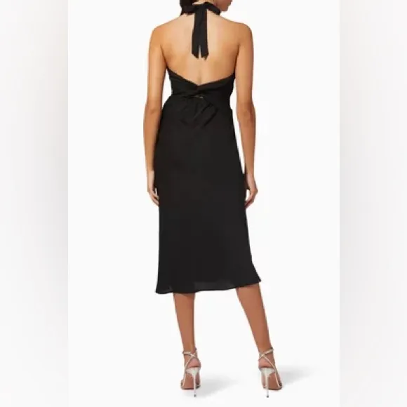NEW Never Fully Dressed Black Bay Halter Neck Midi Dress Black US 16 NWT - Image 2