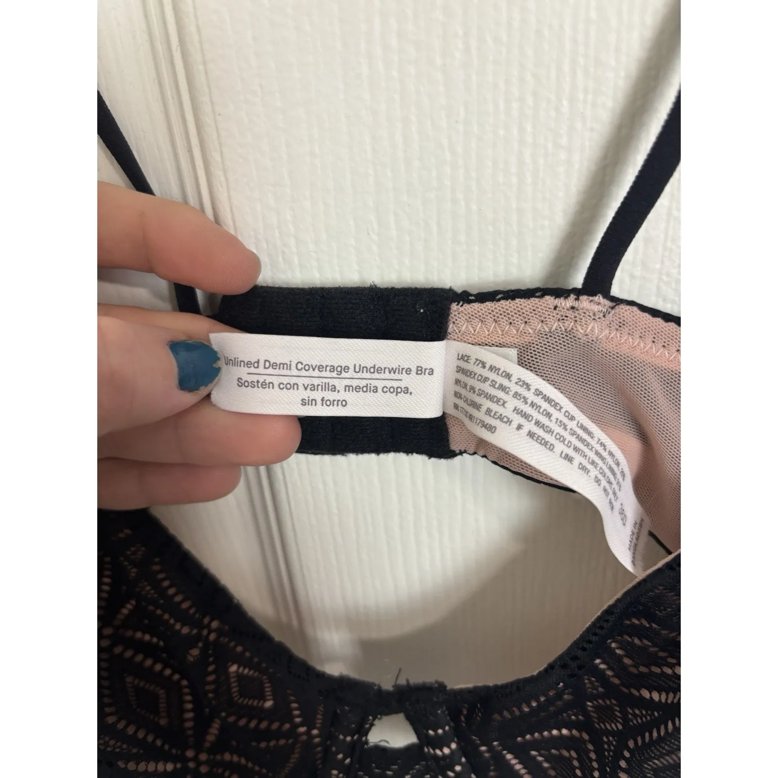 Auden Black & Pink Lacy Unlined Demi Coverage Underwire Bra 36D Girlie Era Size undefined - Image 4