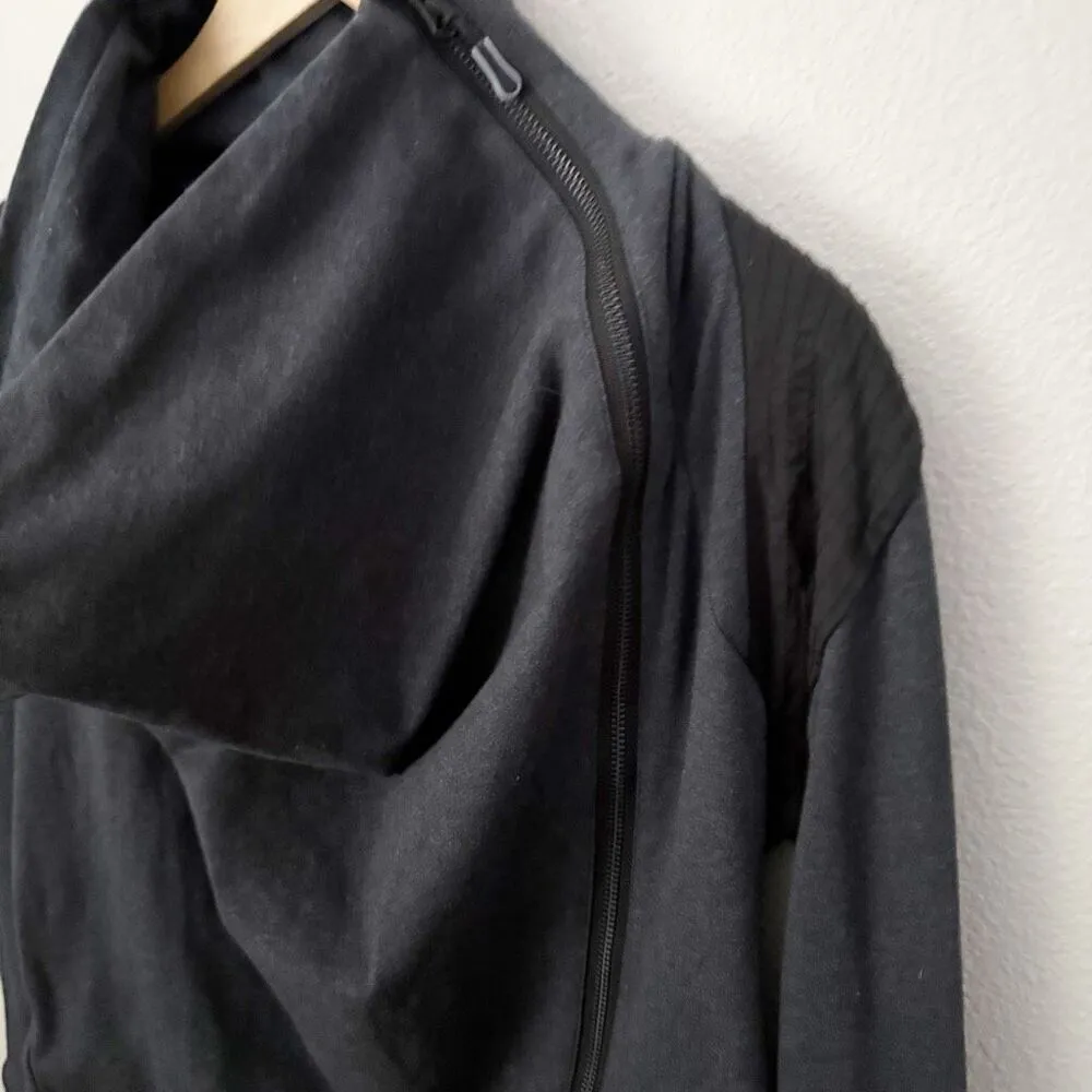 LULULEMON ATHLETICA | Sway Cowl Neck Zip Up Jacket Charcoal Grey/Black | Size 4 - Image 4