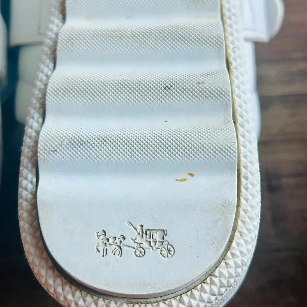 Coach Lo-Top Slide Shearling Trim White Slide-On Shoes Size 9.5/10 Normal Fit - Image 5