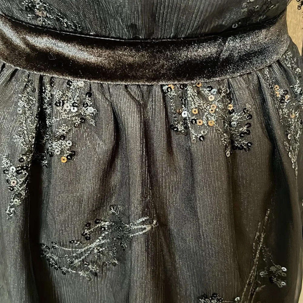 LICHI Whimsical Goth Formal Lace Beaded Long Sleeve Black Dress Size XS - Image 8