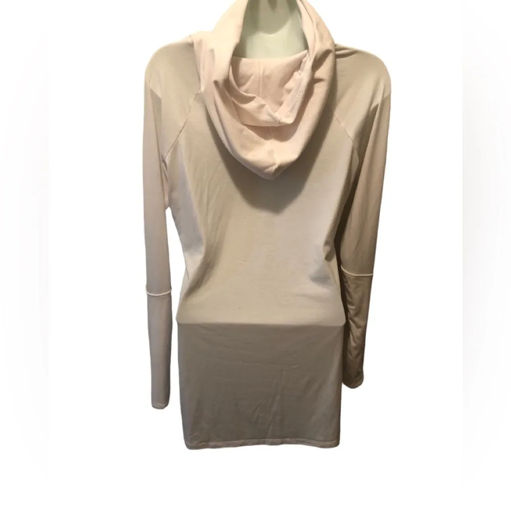 Athleta Essence Hooded Cowl Neck Long Sleeve Tunic Sz. White ThumbHoles Running - Image 2