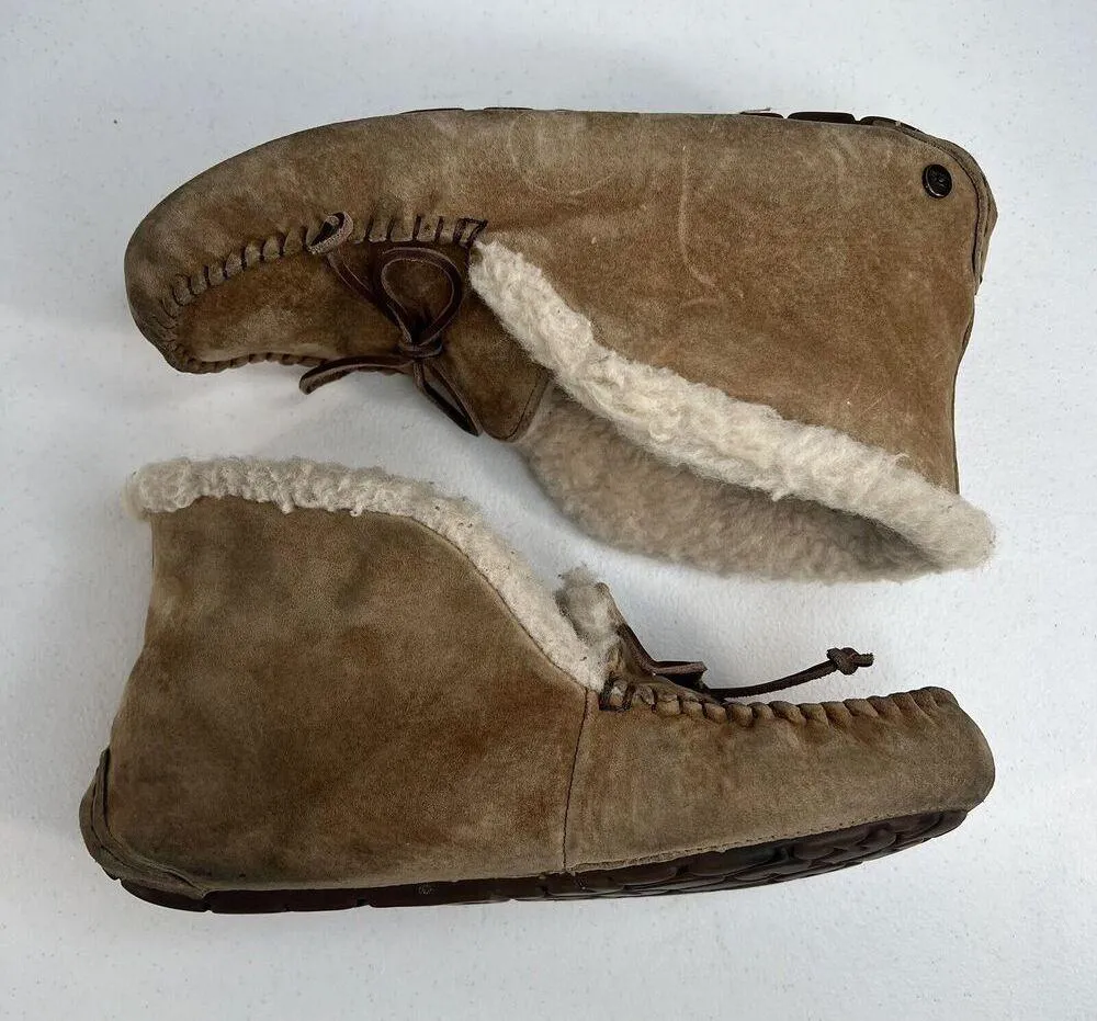 UGG Sz 8 Alena Moccasin Slippers 1004806 Shearling Chestnut Suede Bootie Shoe - Image 3