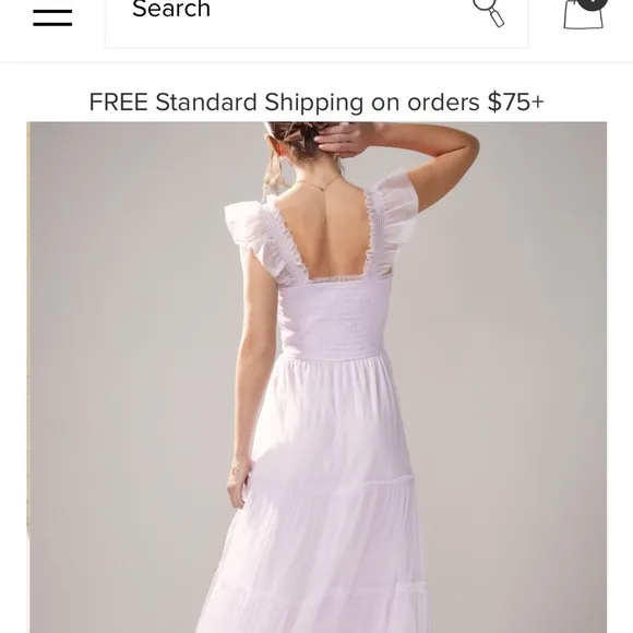 Elegant White Ruffle Dress Size M - Image 2