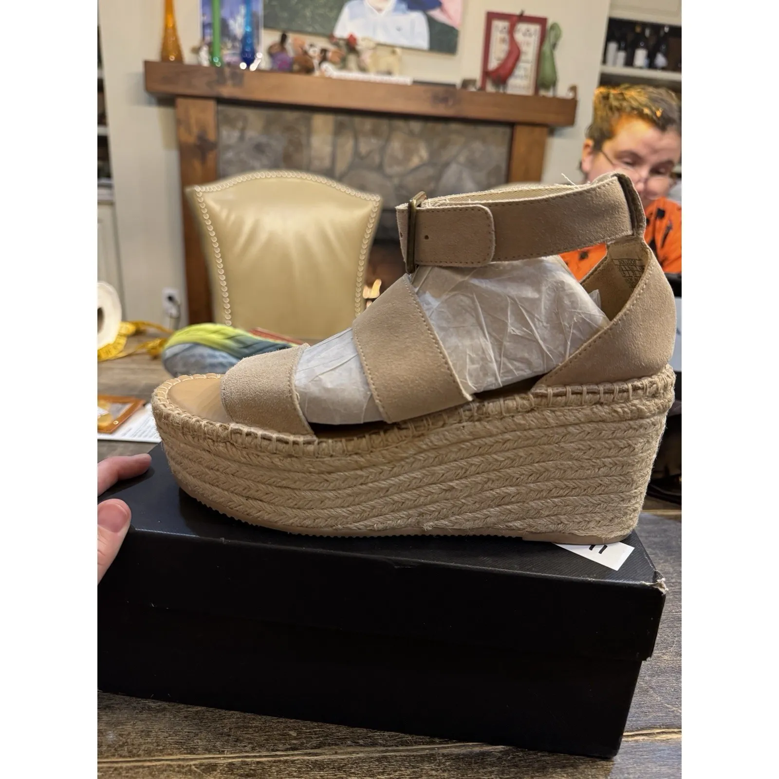 Soludos  palma suede Espadrilles platform sandals size 8.5 Raffia - Image 4