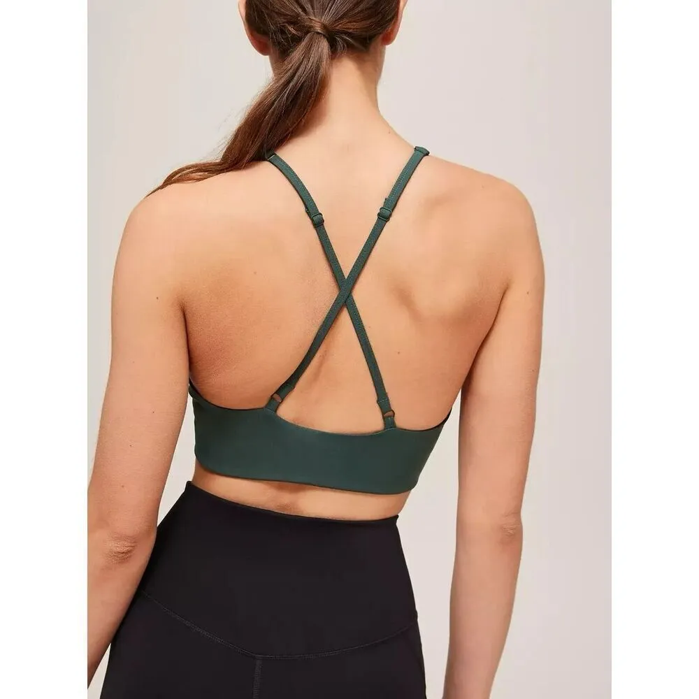 Girlfriend Collective Moss Green Topanga Halter Sports Bra Size S - Image 2