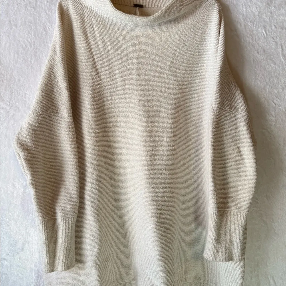Ottoman Slouchy Tunic in Ecru Mock Neck Oversized Pullover Medium - Image 9