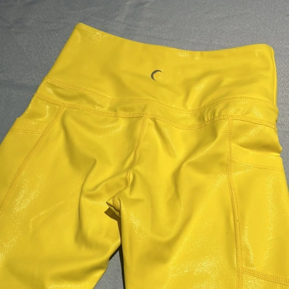 ZYIA Active Neon Yellow Metallic Light N Tight High Rise Pocket Leggings C34 - Image 8