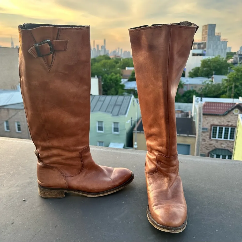 Lavorazione Antigiana brown leather riding boots size 6 shabby chic cottagecore​ Tan - Image 3