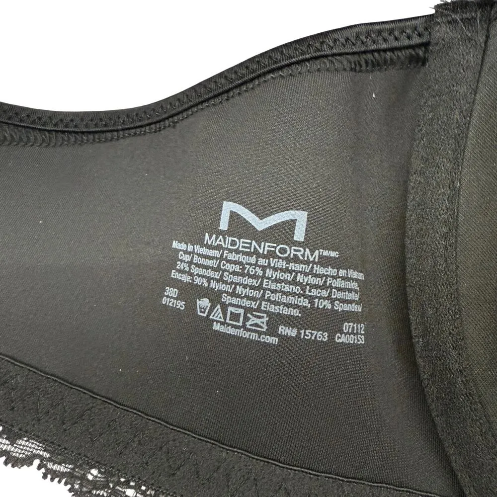 Maidenform One Fab Fit Lace T-Back Front Close Bra 7112 Black 38D - Image 5