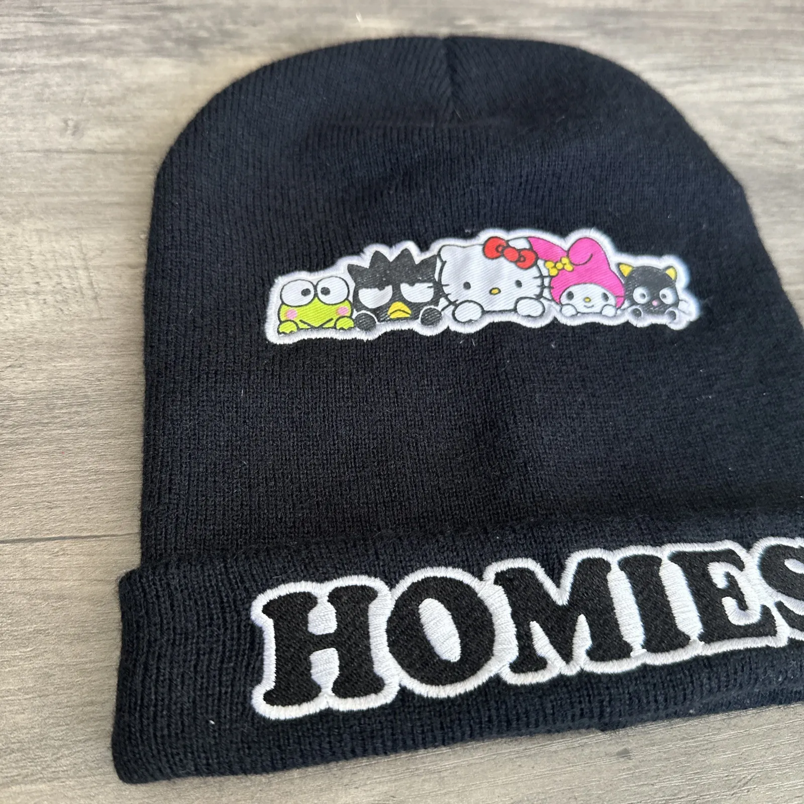 RARE Hello Kitty Homies Winter Hat Beanie Sanrio Black Frog Goth Skater Y2K - Image 2