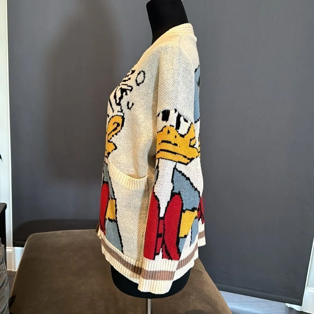 Women’s Donald Duck Knit Cardigan Sweater Front Pockets Size M NWOT Size M - Image 4